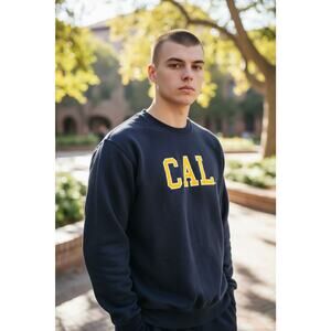 Men‎ Hanes Ecosmart CAL University Crewneck Blue Clean Size Small